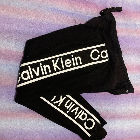 black and white CALVIN KLEIN tight ankle SWEATPANTS size S - Picture 5 of 5